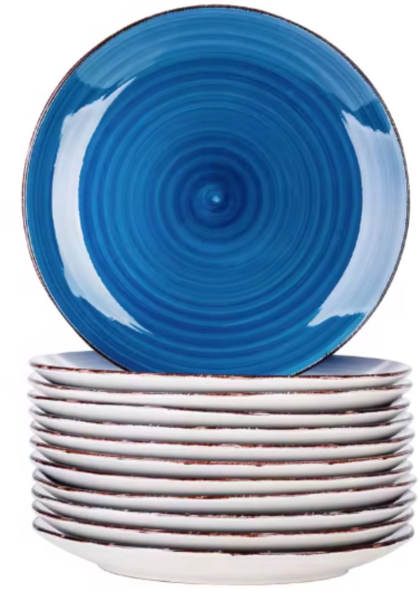 Imperial Serviesset - 12 delig - 12 persoons - Donkerblauw - Dinerborden - Bordenset - Diepe borden - Ontbijtborden - Servies - Keukenservies