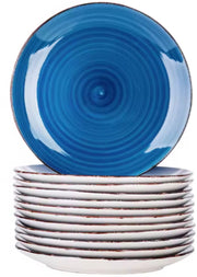 Montario Serviesset - 12 delig - 12 persoons - Donkerblauw - Dinerborden - Bordenset - Diepe borden - Ontbijtborden - Servies - Keukenservies