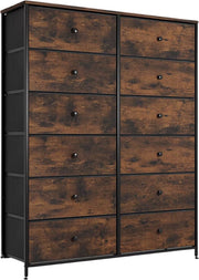 Dressoir kast - Industrieel - voor Woonkamer of slaapkamer met 12 Lades - Stof en stalen frame - Ladekast - Opbergkast