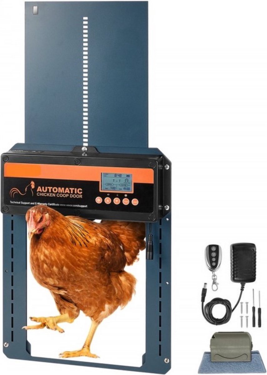 Kippendeur automatisch - Kippenluik - Chickenguard - Hokopener - Kippenhokopener - Kippendeur - 21x26cm - Met afstandsbediening