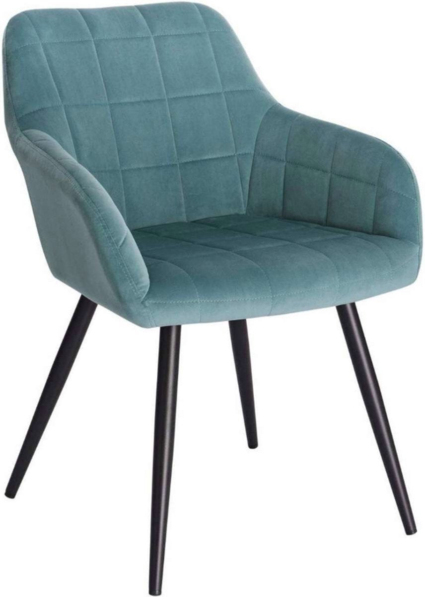 Luxe Eetkamerstoel - Velvet Turquoise - Kuipstoel met armleuning - Keuken- en Woonkamerstoel - Set van 1