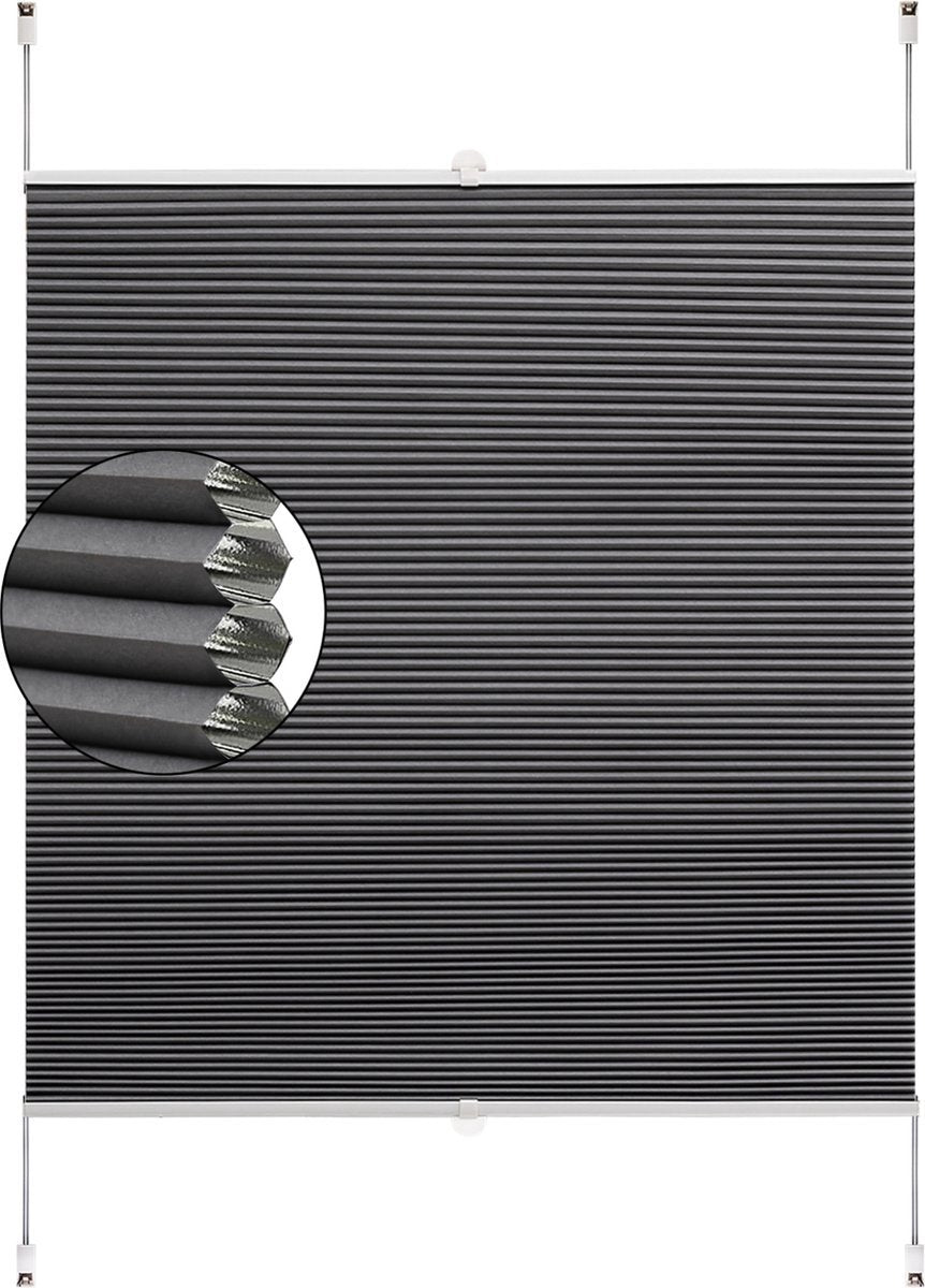 Honinggraat Gordijn - Grijs - Lichtdoorlatend - 70x120cm - Zonder Boren