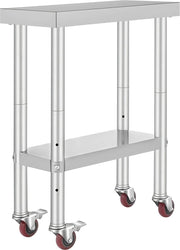 Keukentafel horeca - RVS - Werktafel met wielen - Bijzettafel verplaatsbaar - Keukeneiland