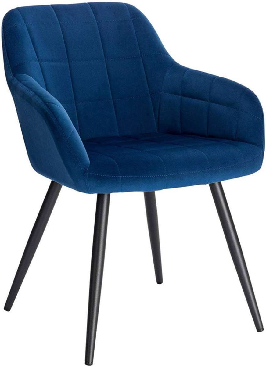 Happyment Luxe Eetkamerstoelen - Velvet Blauw - Fauteuils met armleuning - Woonkamerstoelen - Keukenstoelen - Kuipstoel - Set van 1
