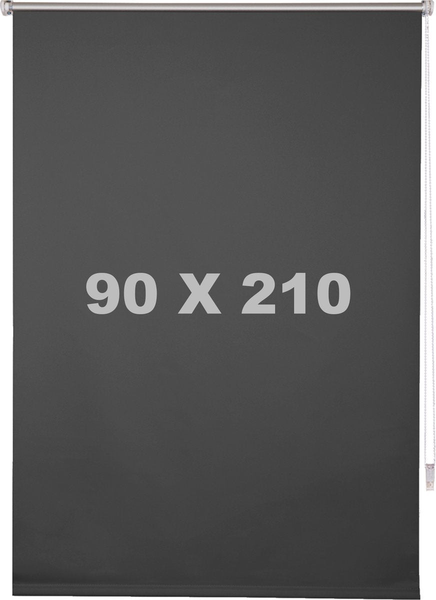 Happyment Luxe Rolgordijn Antraciet - 90x210cm - Rolgordijnen verduisterend - Luxaflex - Isolerend - Zonder of met boren