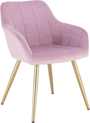 Happyment Luxe Eetkamerstoelen - Velvet Roze/goud - Fauteuils met armleuning - Woonkamerstoelen - Keukenstoelen - Kuipstoel - Set van 1