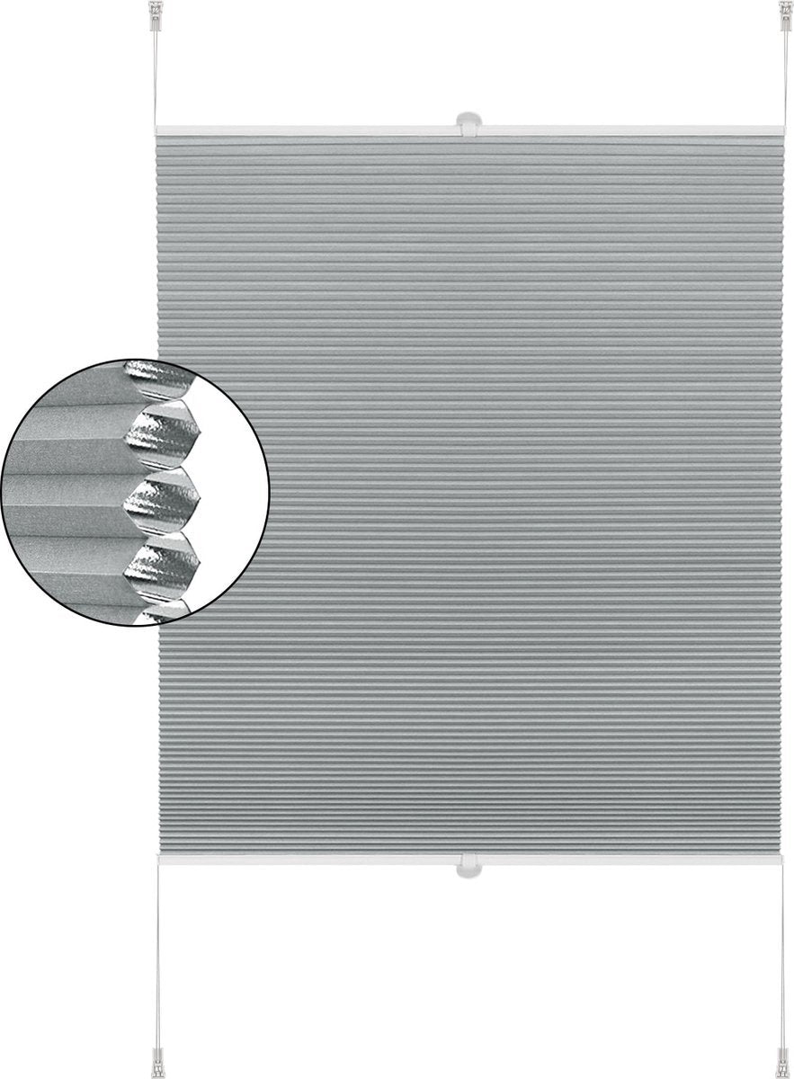 Bolt Edge Honinggraat Gordijn - Grijs - 65x130cm - Lichtdoorlatend - Zonder Boren