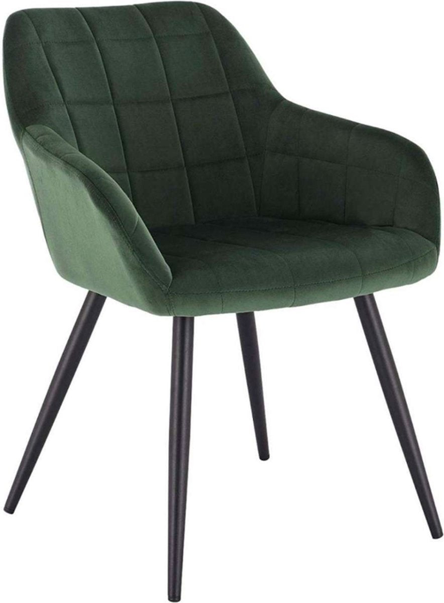 Happyment Luxe Eetkamerstoelen - Velvet Groen - Fauteuils met armleuning - Woonkamerstoelen - Keukenstoelen - Kuipstoel - Set van 1