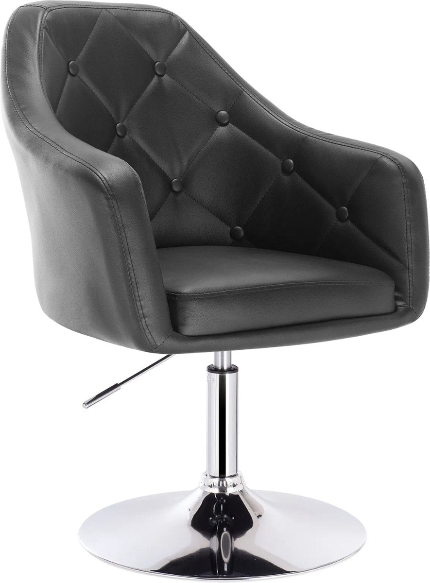 Barkruk Divio Elroy - Industrial Zwart - Barkrukken set van 1 - Barstoel Kruk - Barstoelen met rugleuning - Keukenstoel - In hoogte verstelbaar - Kunstleer