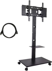 TV vloerstandaard verrijdbaar - Voor 32"-65" inch - Standaard universeel statief - In hoogte Verstelbaar - Zwart