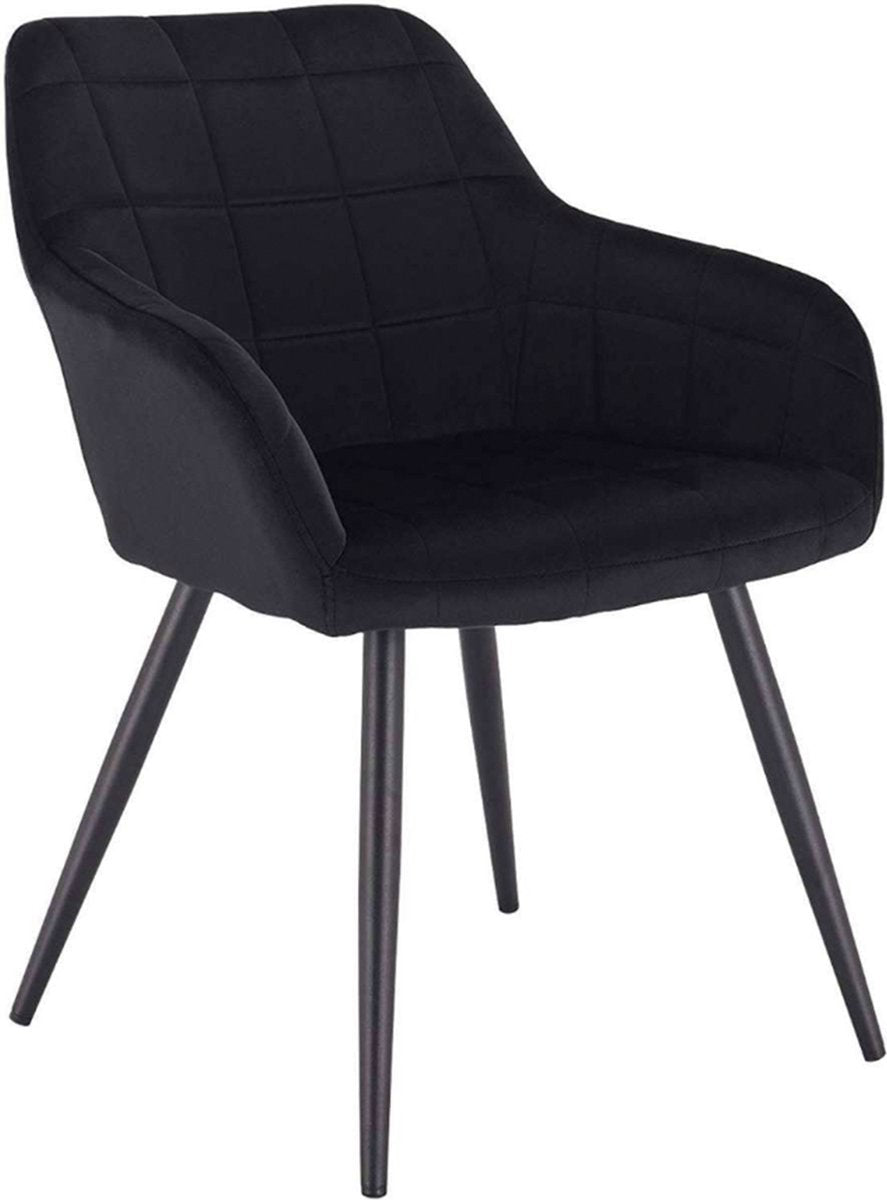 Happyment Luxe Eetkamerstoelen - Velvet Zwart - Fauteuils met armleuning - Woonkamerstoelen - Keukenstoelen - Kuipstoel - Set van 1