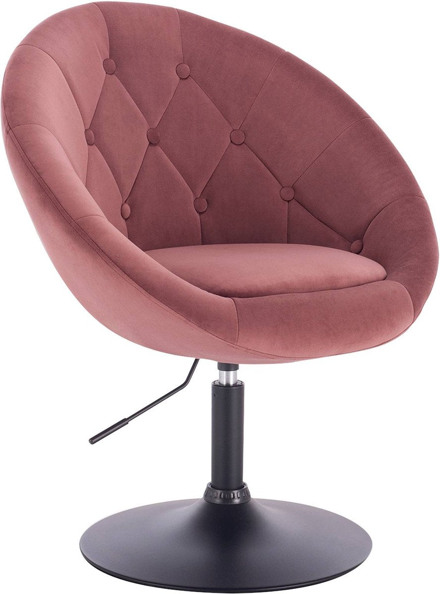 Barkruk Nero Deluxe - Industrial - Roze - Barkrukken set van 1 - Barstoel Kruk - Barstoelen met rugleuning - Keukenstoel - In hoogte verstelbaar - Velvet