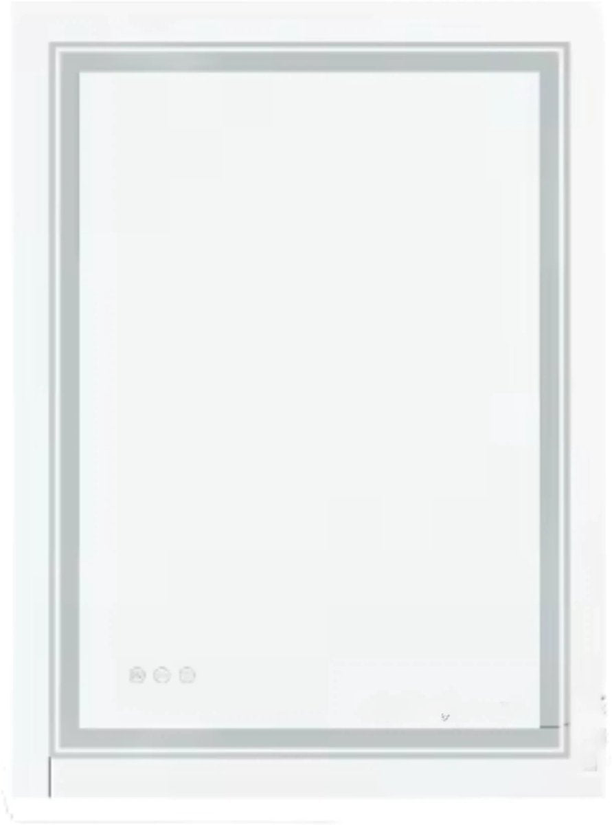 Novalio Badkamerspiegel - 80x60cm - Geen condens - Met verwarming en LED verlichting - Touchpad - Spiegel voor badkamer - Rechthoekig