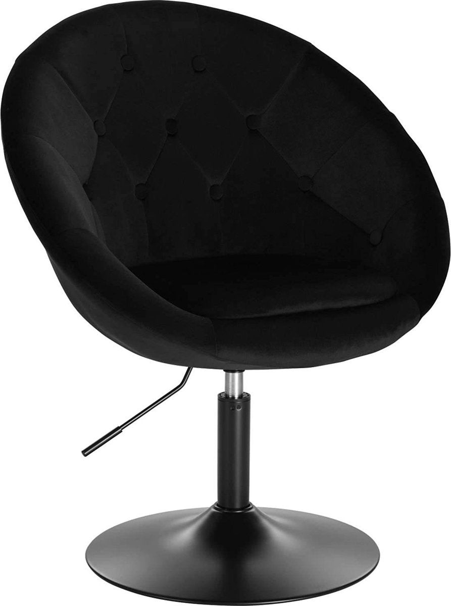 Barkruk - Zwart Velvet - Industrial - Verstelbaar - Rugleuning - Set van 1