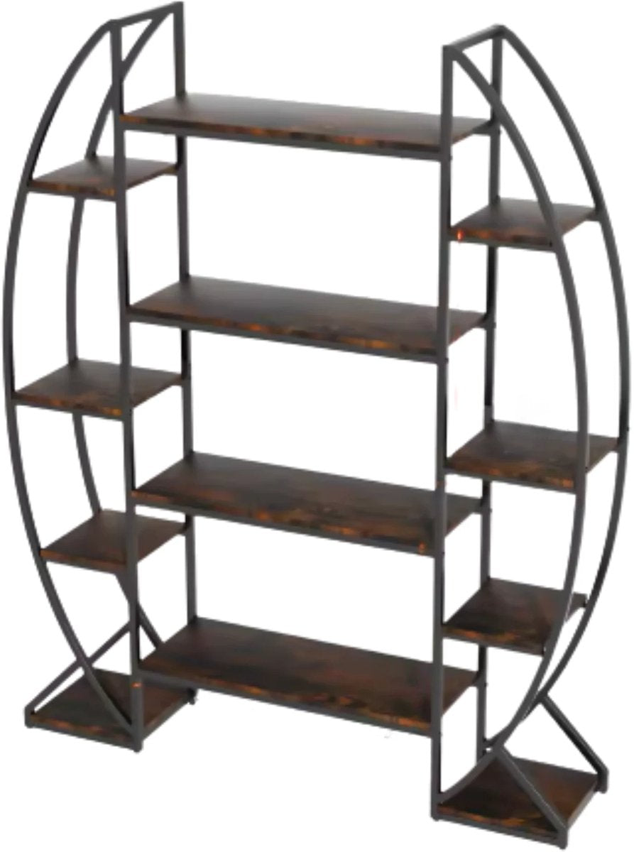Plantenstandaard indsutrieel - 177cm - Plantenrek - Plantentafel - Voor binnen & buitengebruik - Bloempothouder - Metaal en hout