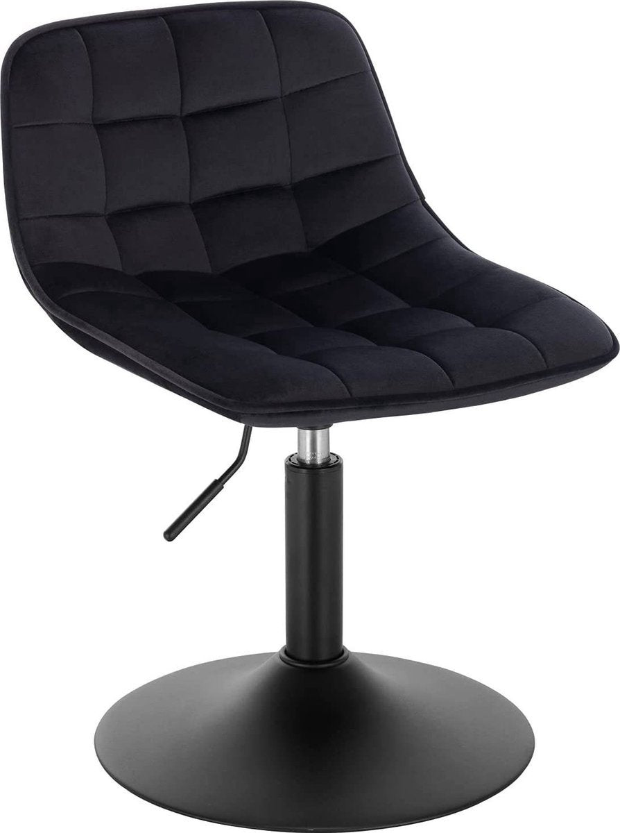 Barkruk - Zwart - Velvet - Verstelbaar - Industrial stijl - Set van 1