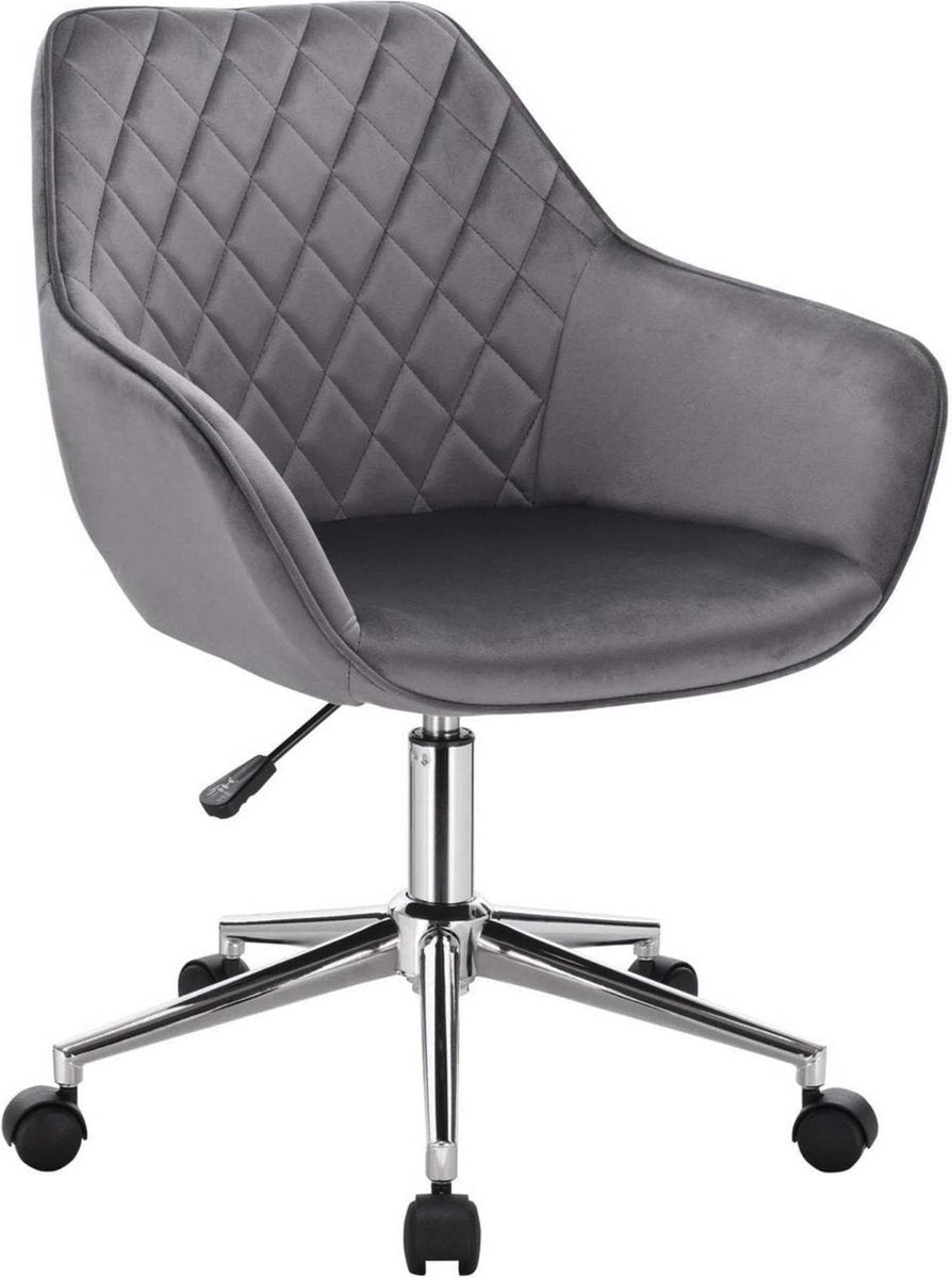 Werkkruk - Donkergrijs - Velvet - Ergonomisch - Armleuning - Verstelbaar