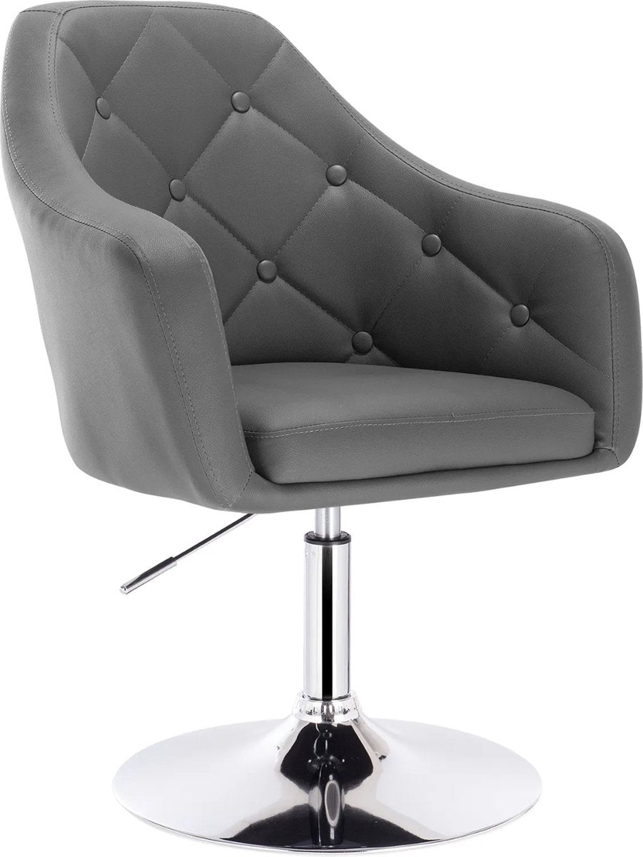 Barkruk Keke Elroy - Industrial Donkergrijs - Barkrukken set van 1 - Barstoel Kruk - Barstoelen met rugleuning - Keukenstoel - In hoogte verstelbaar - Kunstleer