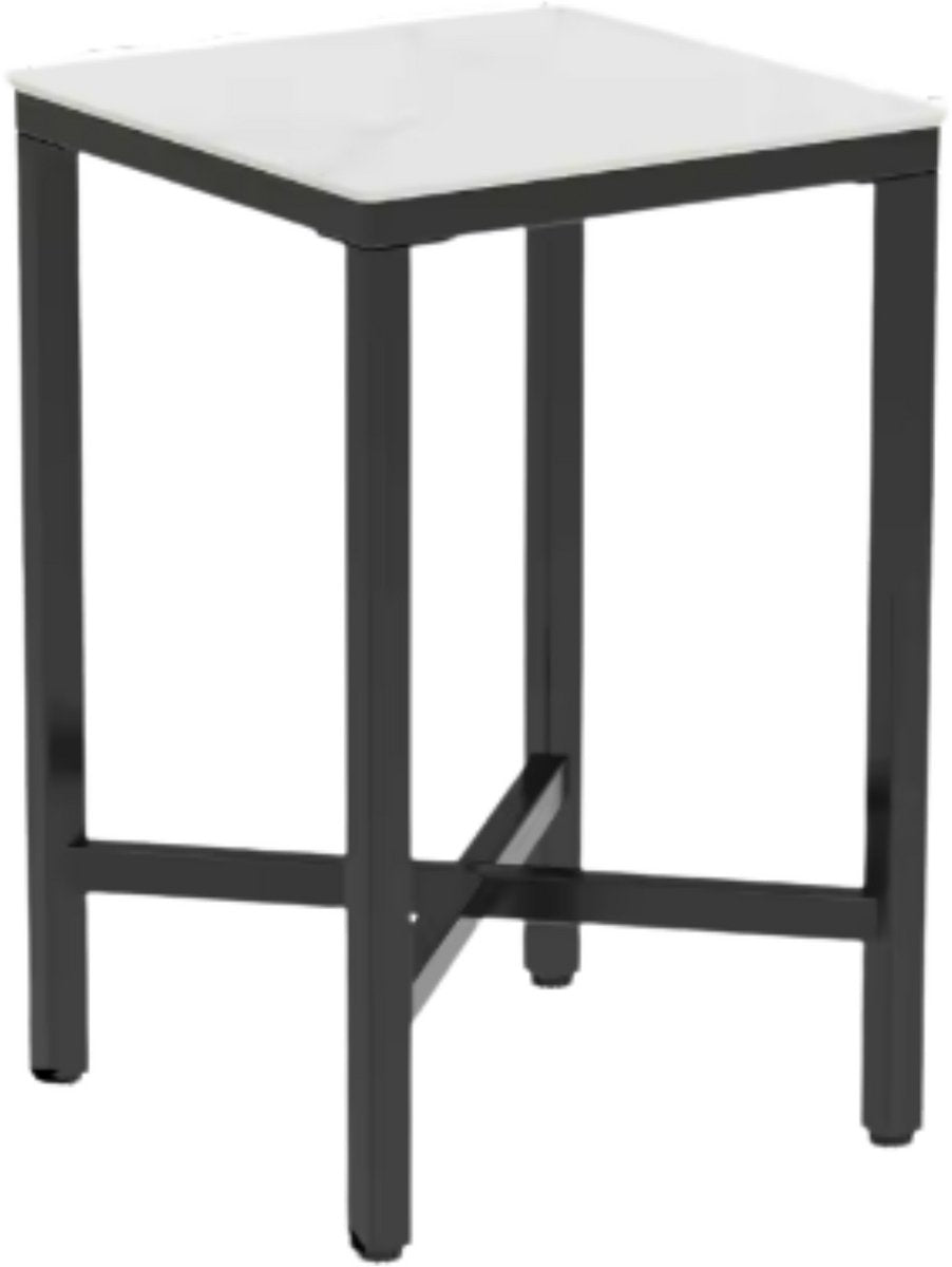 Nervio Bartafel - 70cm - Voor binnen - Keuken, woonkamer, restaurant - Marmer look - 4 personen - Glossy wit