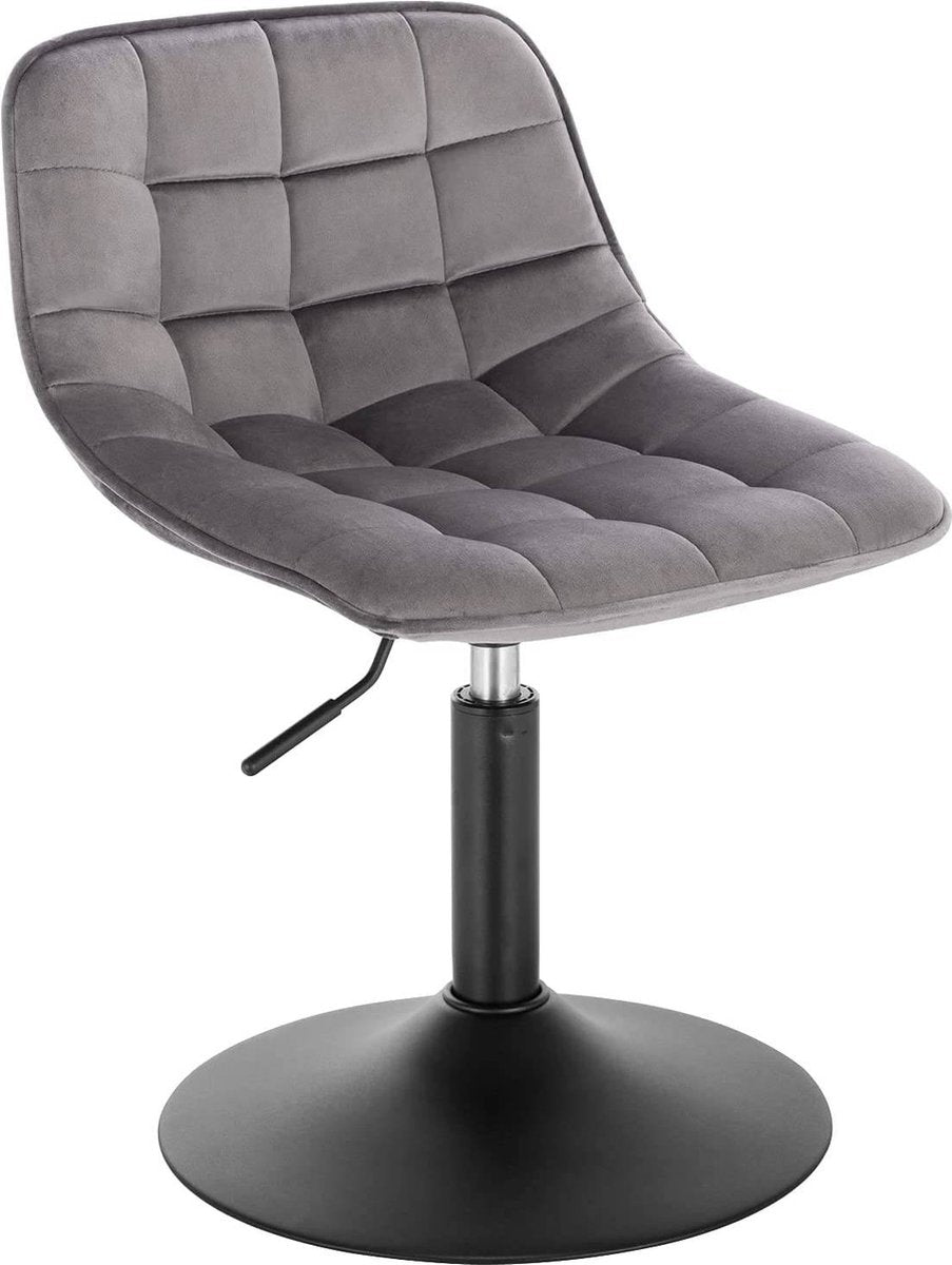 Barkruk Ohio Industrial Donkergrijs - Barkrukken set van 1 - Barstoel Kruk - Barstoelen met rugleuning - Keukenstoel - In hoogte verstelbaar - Velvet
