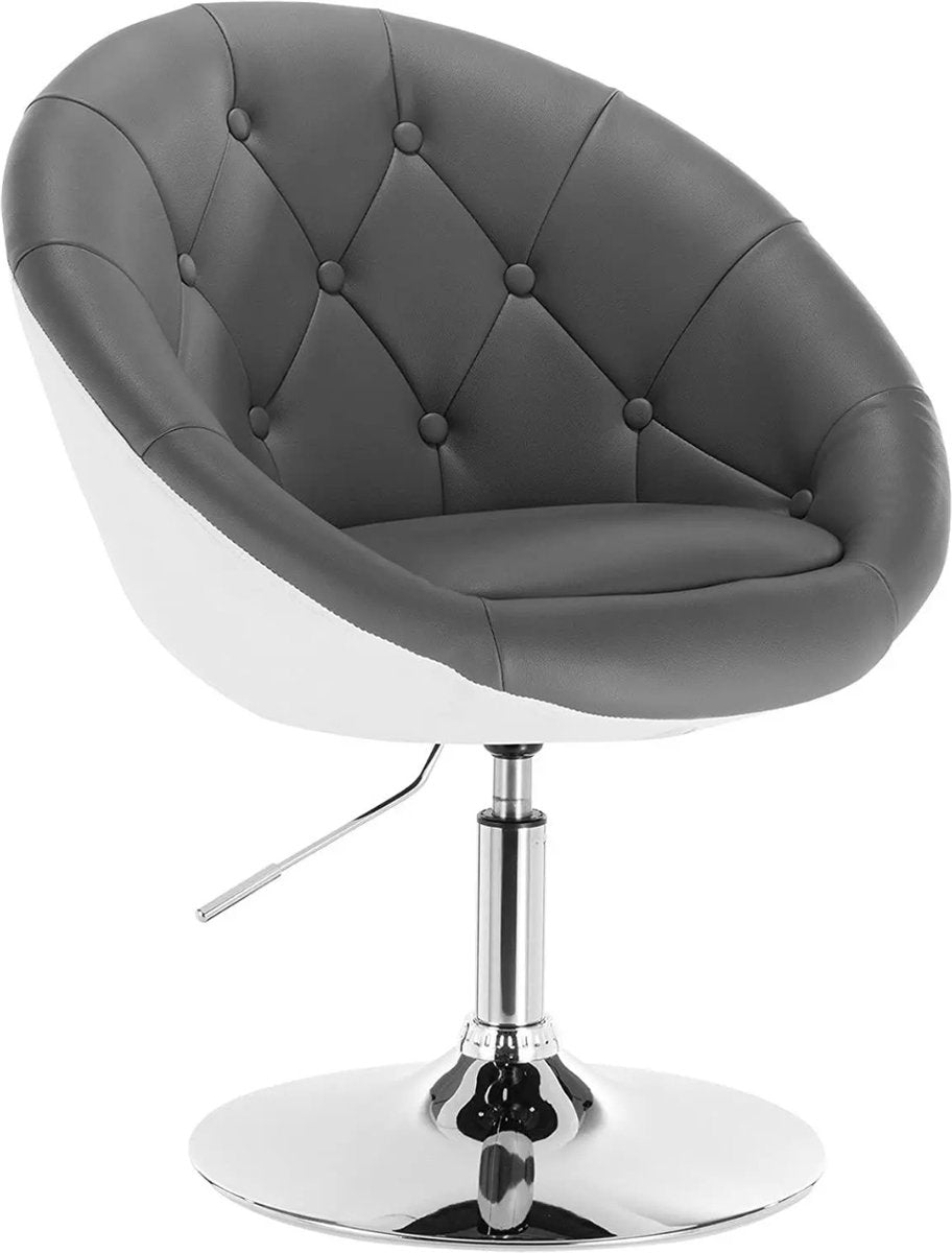 Barkruk Nero Deluxe - Industrial - Grijs/Wit - Barkrukken set van 1 - Barstoel Kruk - Barstoelen met rugleuning - Keukenstoel - In hoogte verstelbaar - Kunstleer