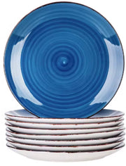 Vivenza Serviesset Ventina - 8 delig - 8 persoons - Donkerblauw - Dinerborden - Bordenset - Diepe borden - Ontbijtborden - Servies - Keukenservies