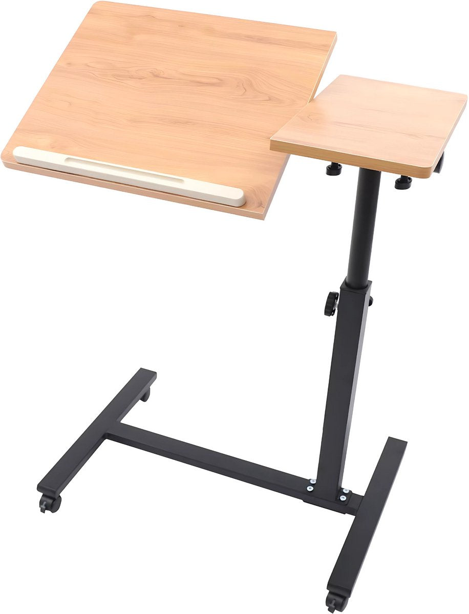 Laptop stand - Bed tafel - Bijzettafel - Laptoptafel - Voor Thuiskantoor en Studeren - Tafelblad op wielen - Khaki