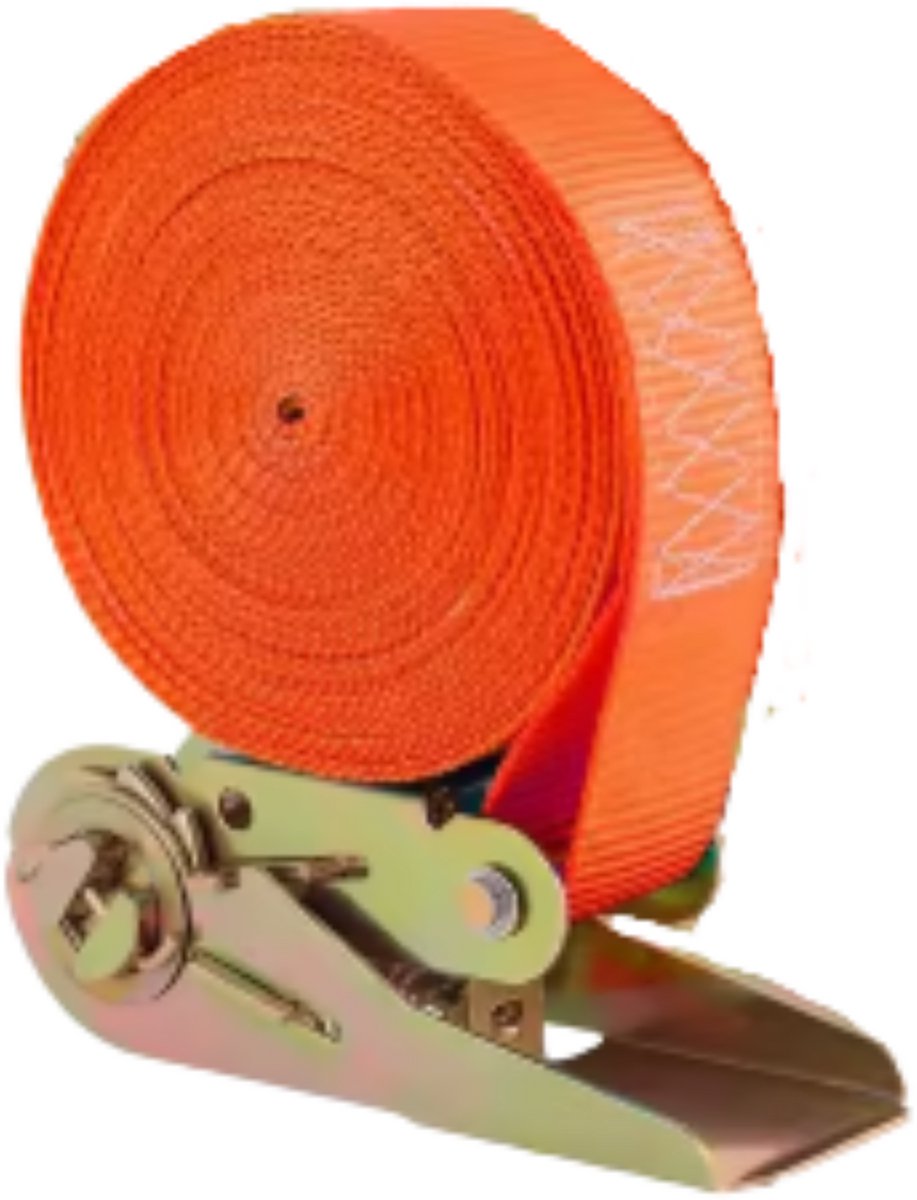 Spanbanden met ratel - 10 stuks - Sjorband - Ratelriemen 25mm/6m -800kg trekkracht - Polyester Oranje
