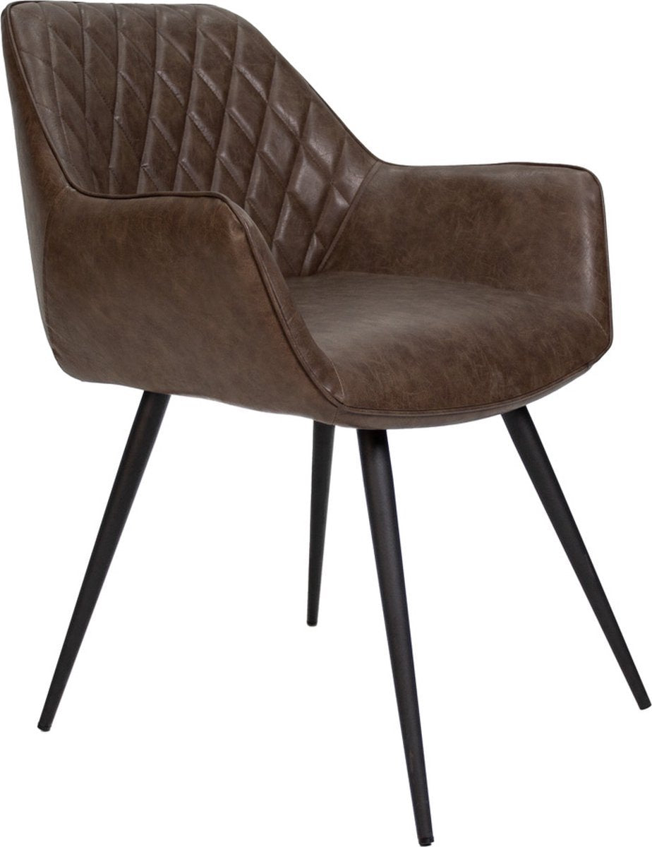 Moderne Eetkamerstoel - Kunstleer met Metalen Poten - Zithoogte 49cm - Set van 1
