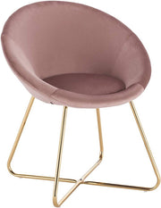 Bezoekersstoel - Roze Velvet - Metalen Poten - Deluxe - Zithoogte 44cm