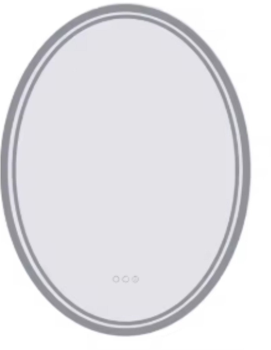 Wandspiegel Ovale Fioren - Zilver - Spiegel - Met verlichting - Badkamer - 70x50cm