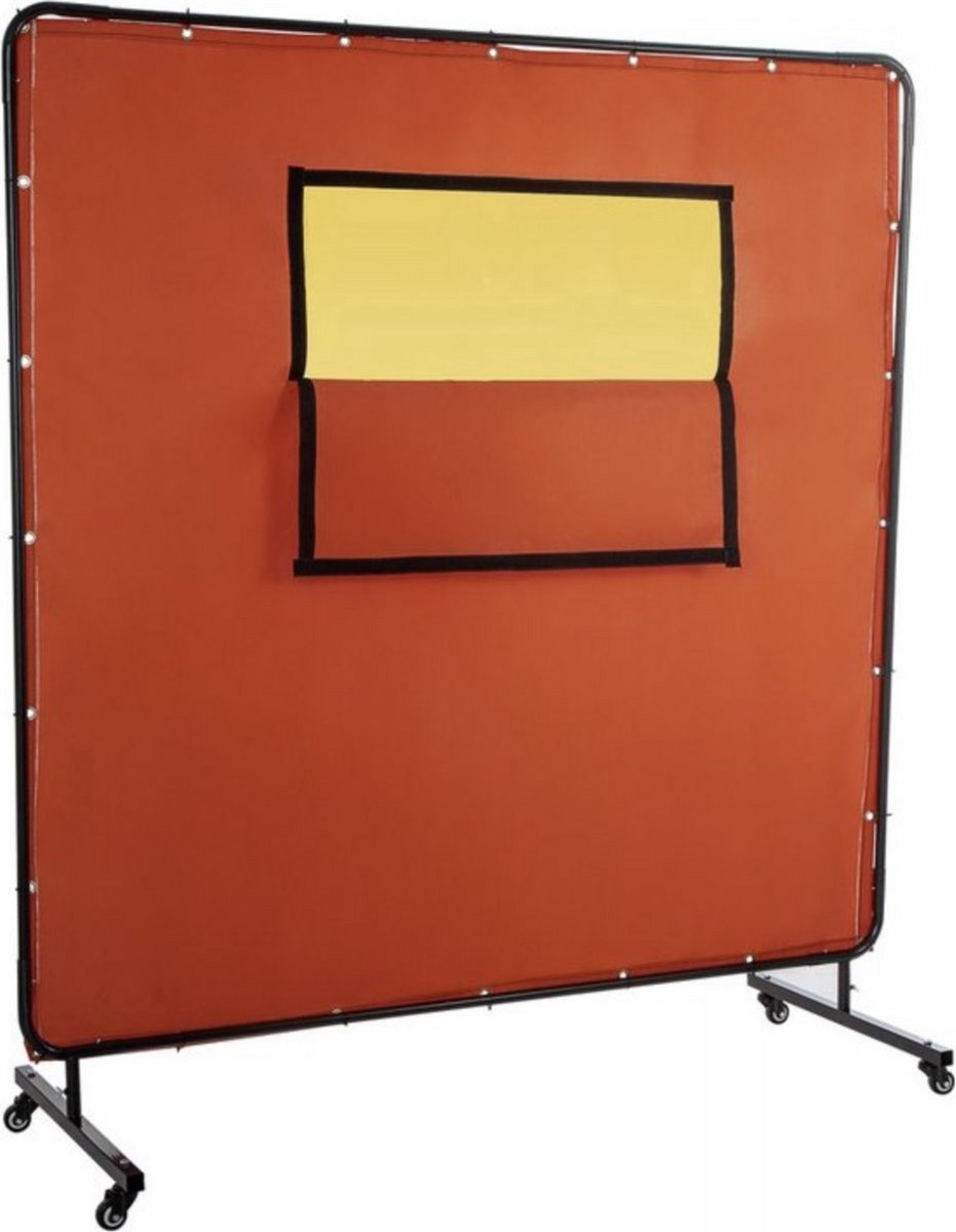 Lasscherm - Rood frame - Lasbeschermingsgordijn - Lasgordijn - Lasdeken - Slijpscherm - Beschermingsgordijn vinyl - 180X180 - Vlamvertragend