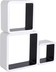 Bolt Edge Cube Wandplank - Zwevend - Zwart - Set van 3 - Hout MDF