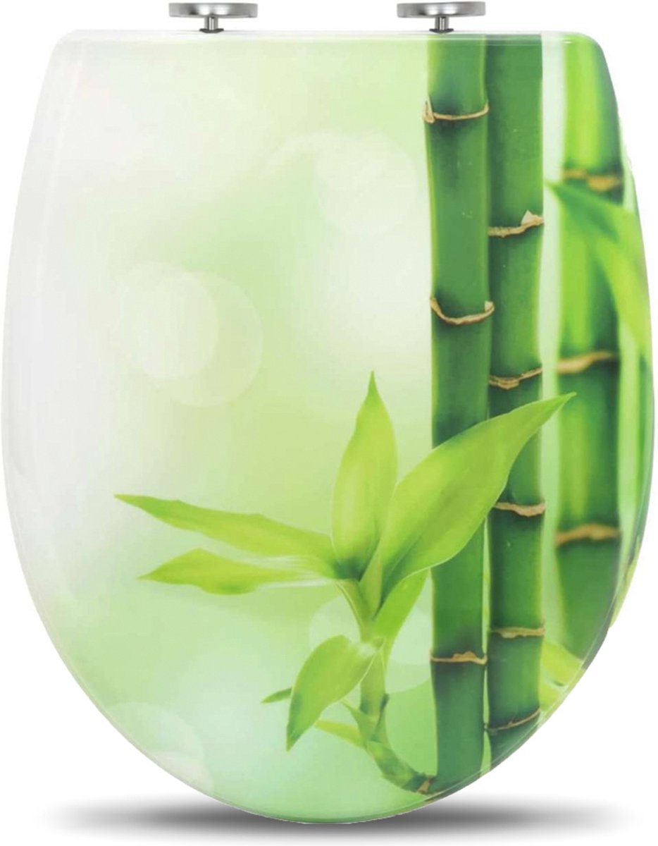 Happyment Antibacteriële Toiletbril Bamboe groen - Met Softclose - Universeel - Toiletbrillen - WC Bril - Toiletzitting
