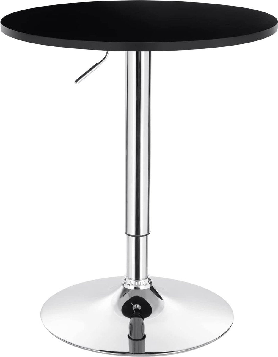 Happyment Ronde Bartafel - Voor binnen - Keuken - Hout - Metaal - Zwart - Verstelbaar in hoogte - 60x60x 68 tot 88cm