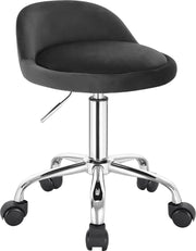Luxe werkkruk - Op wielen - Donkergrijs - Zadelkruk - Kapperskruk - Tabouret draaikruk - Zonder rugleuning - Ergonomisch - Velvet