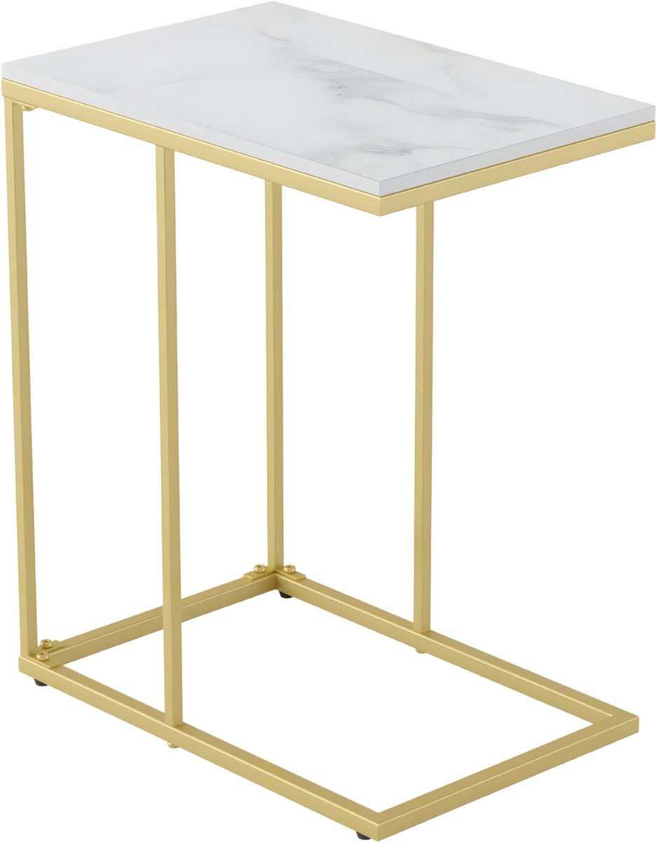 Marmeren Bijzettafel – Luxe Bank- en Laptoptafel – Goud