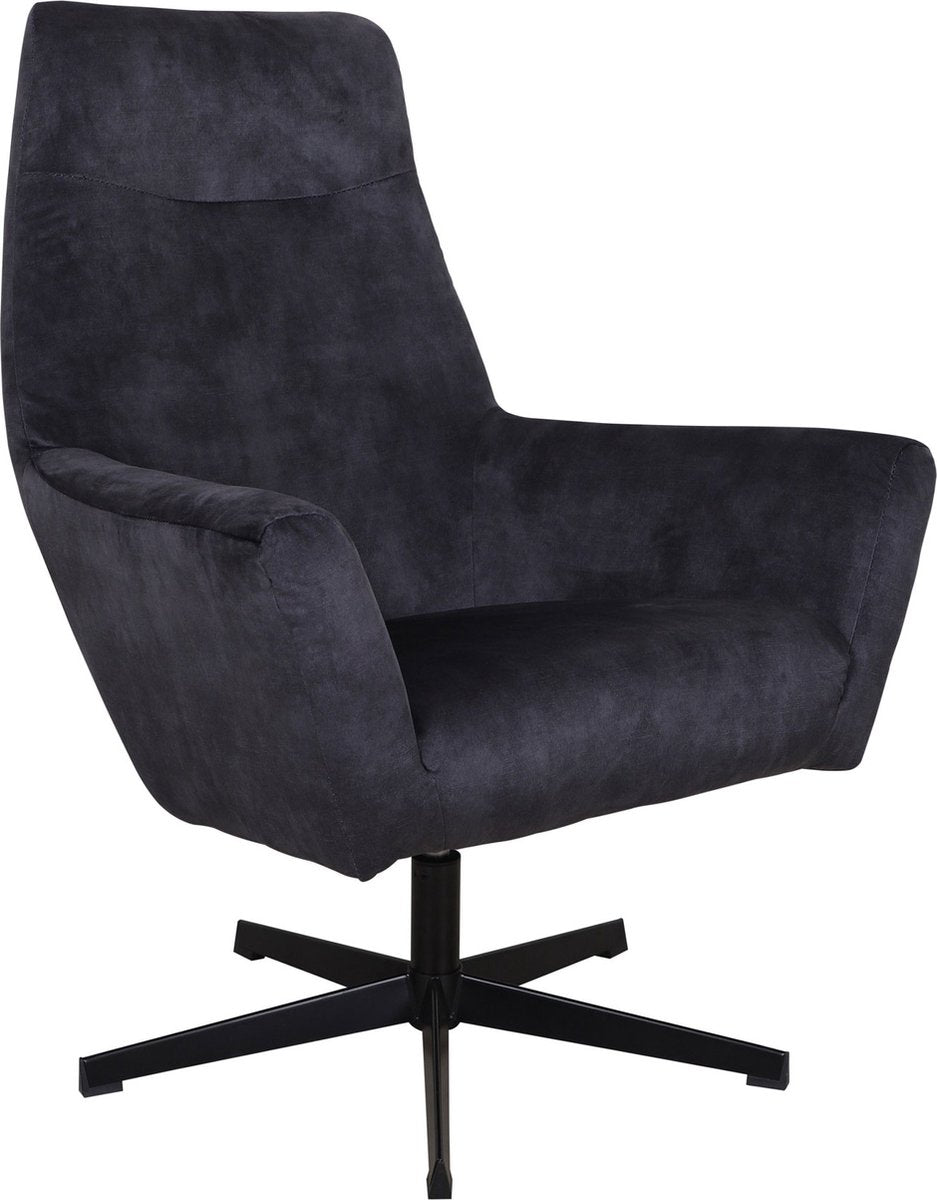 Hapyment Fauteuil Deluxe - Velvet - Voor binnen - Antraciet - Loungestoel met hoofdkussen - Volwassenen - Loungezetel - Modern