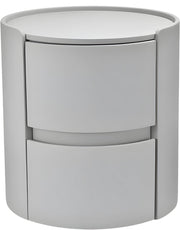 Rond nachtkastje - Bijzettafel - Voor thuis, kantoor of slaapkamer - Modern, met 2 laden - Massief hout - Grijs