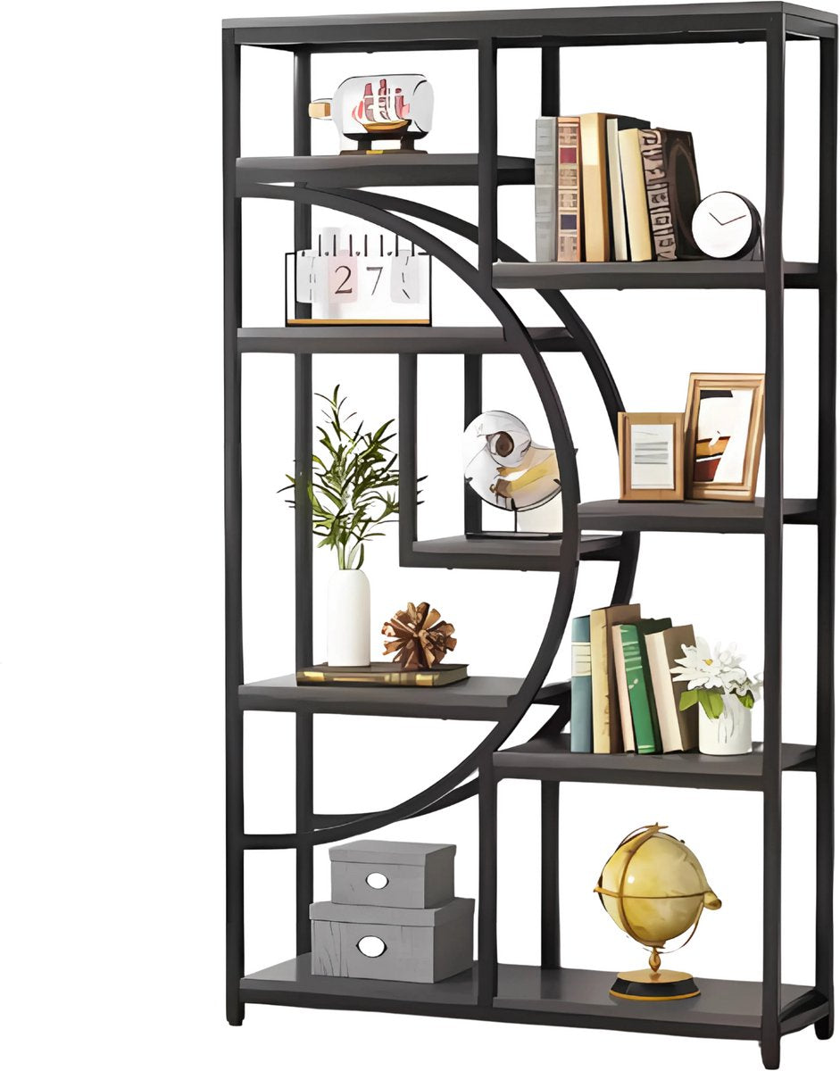 Boekenkast Zaza - Grijs - Boekenrek - 5 lagen - Woonkamer, slaapkamer en kinderkamer - Hout - 30 cm (D) × 95 cm (B) × 175 cm (H)
