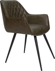Eetkamerstoel - Groen - Kunstleer - Metalen poten - Zithoogte 49cm