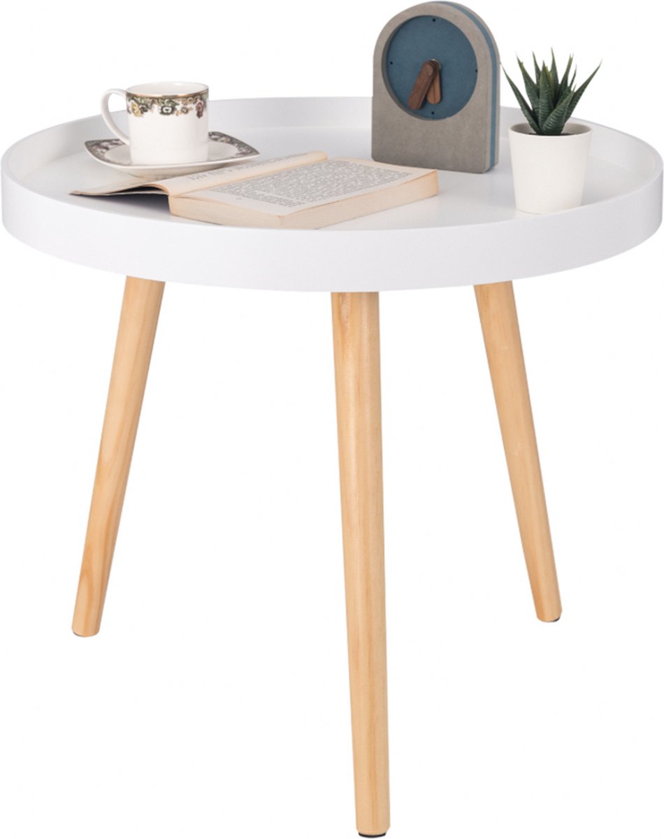 Happyment Bijzettafel modern - Rond - Salontafel - Koffietafel - 50x44cm