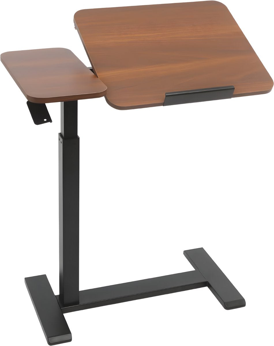 Laptoptafel - Bijzettafel - Bedtafel - Banktafel- Voor gebruik aan bed of kantoor - Verstelbaar - Walnut
