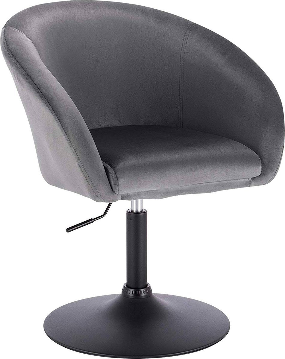 Barkruk Nero Deluxe - Industrial - Donkergrijs - Barkrukken set van 1 - Barstoel Kruk - Barstoelen met rugleuning - Keukenstoel - In hoogte verstelbaar - Velvet