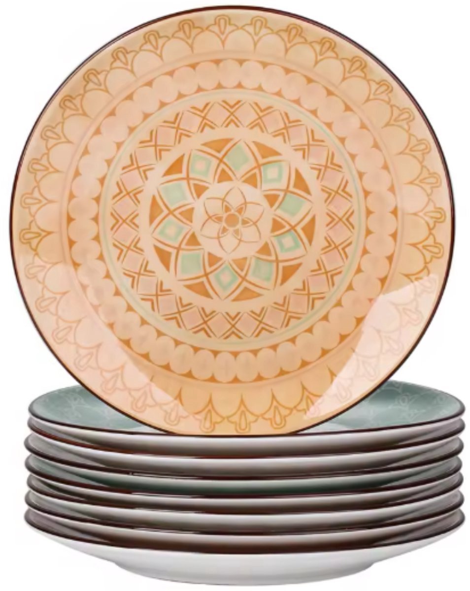 Sorellia Mokkenset - 6 stuks - Mix kleur - Dinerborden - Bordenset - Diepe borden - Ontbijtborden - Servies - Keukenservies