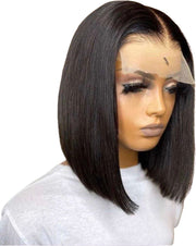 Happyment Pruiken Dames - Echt haar kort - Wasbaar & Kambaar - Bruin - 25 cm
