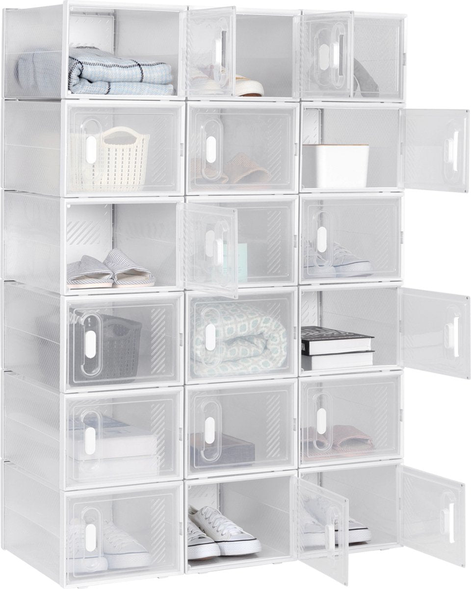 Happyment Schoenenbox PRO - 18 stuks - Transparant - Sneakerbox - Schoenendoos - Opbergsysteem - Opbergbox