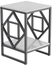 Moderne bijzettafel Mira Vaylen - Zwart - Echter marmer - Salontafel - Woonkamer - Emerald look - Side table - 40cm - Vierkant