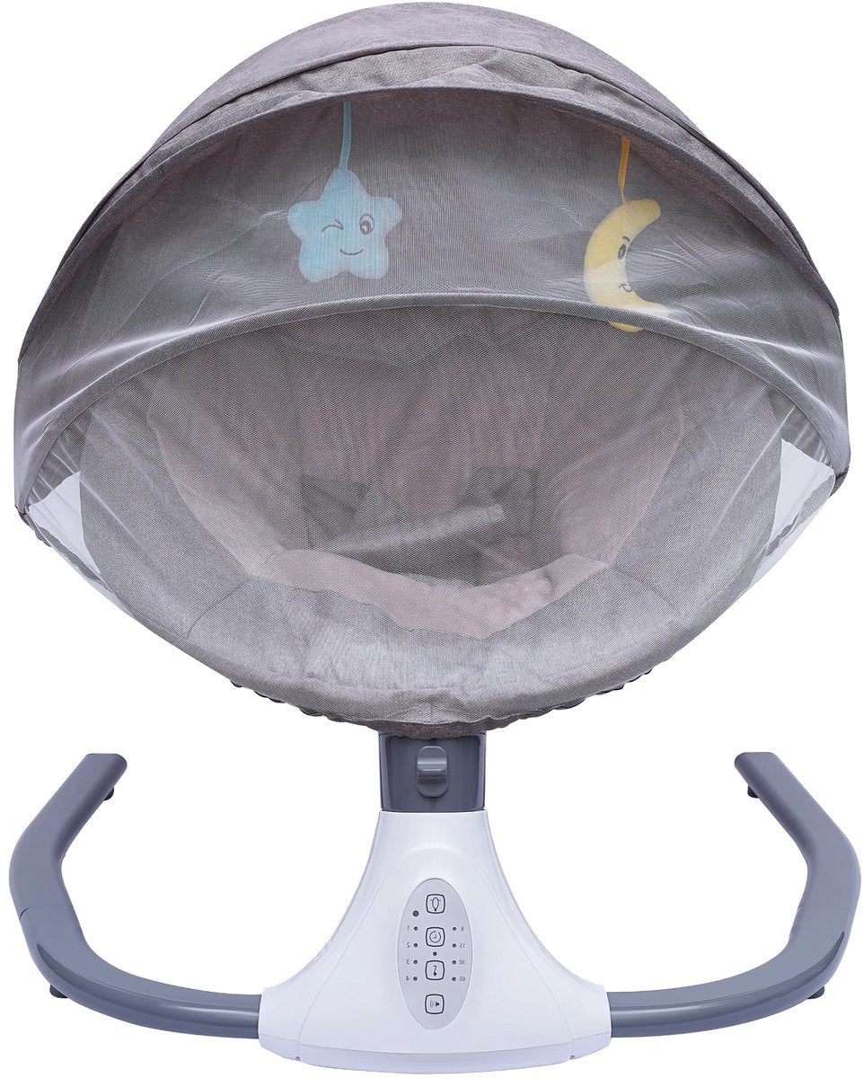 Elektrisch Babyschommelwieg - Wipstoel - Schommelstoel - Voor Pasgeborenen en Peuters - Draagbare Wieg met Bluetooth Muziek, Afstandsbediening en 4 Snelheidsinstellingen - Grijs
