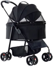 Hondenbuggy inklapbaar - All terrian - 30kg capaciteit - Ook voor katten - Comfort voor dieren - Zwart